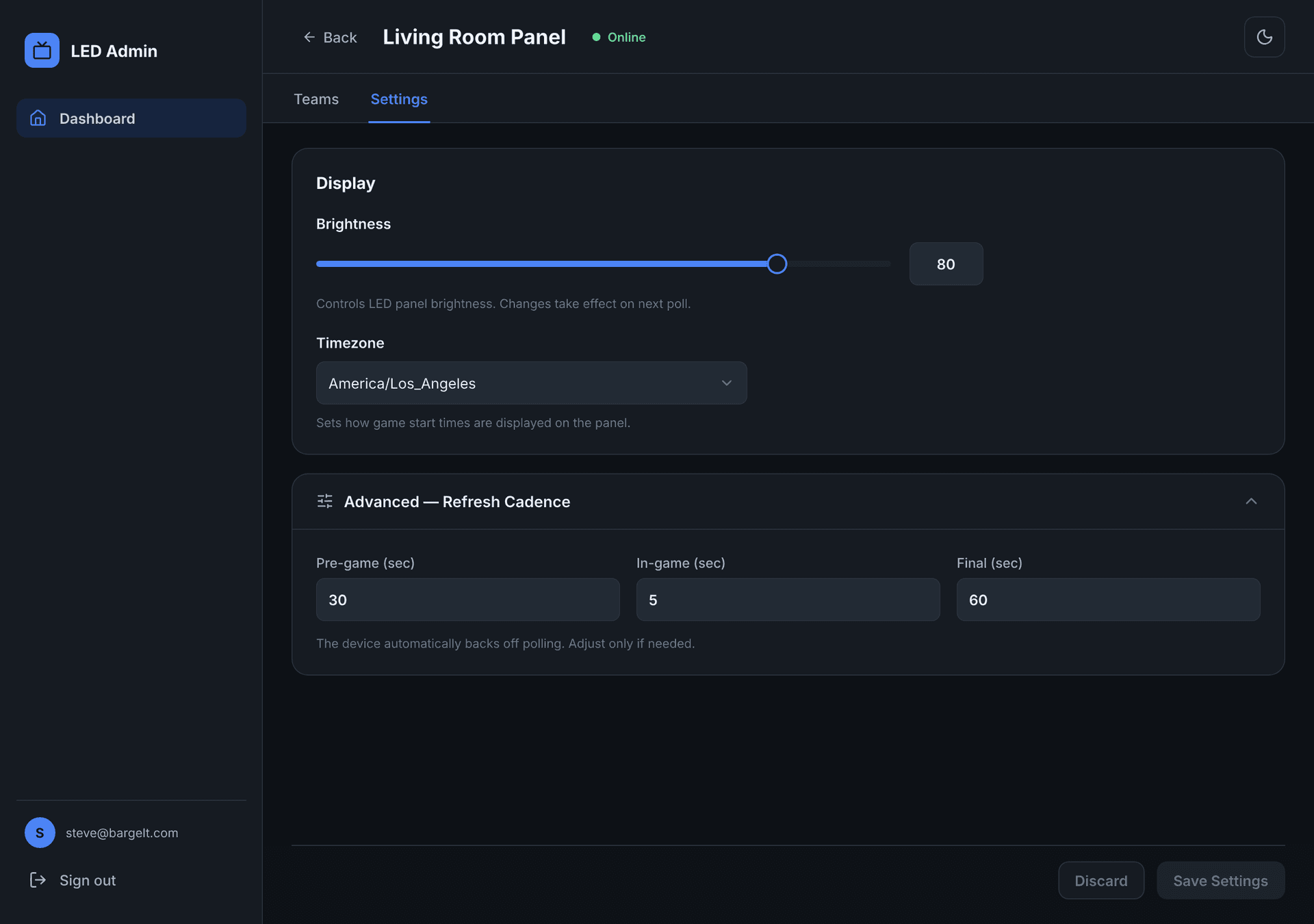 Device settings